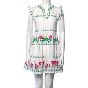 Roller Rabbit White Dress with Green and Pink Accents